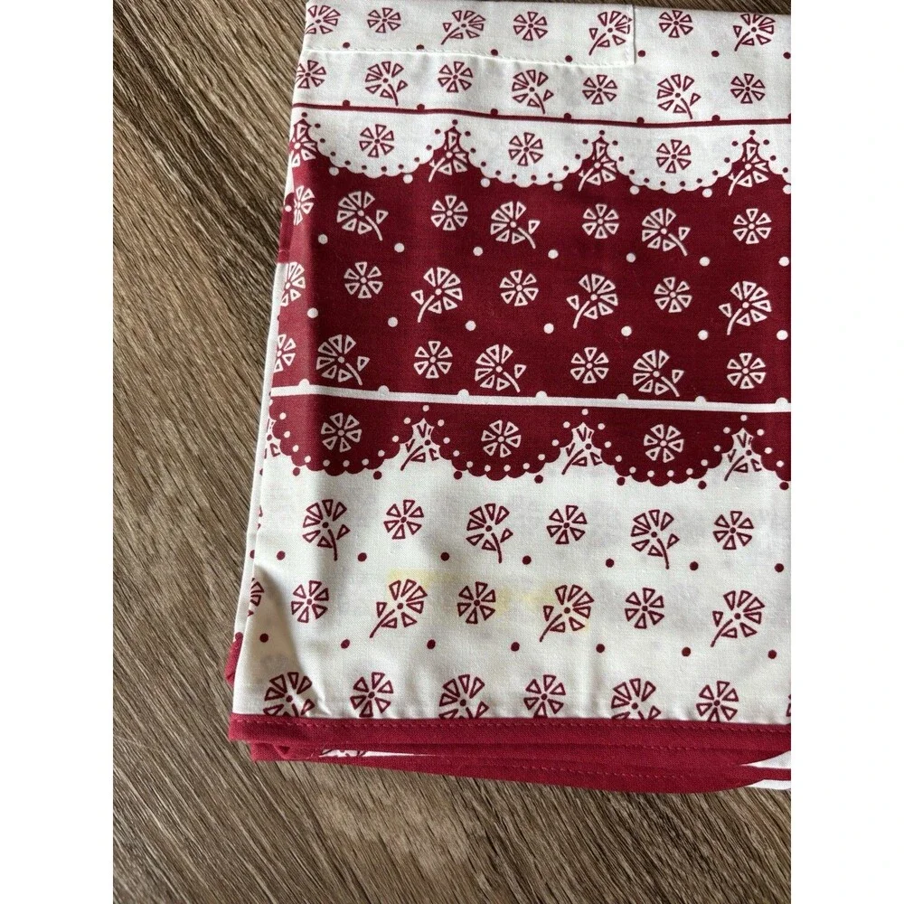 Red Floral Vintage Apron Cotton From West Germany With Pocket Cottage Core